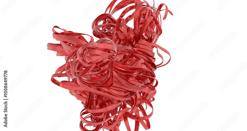 Poster high-resolution 3d render of swirling red ribbons. perfect for abstract backgrounds, modern designs,