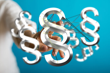 Abstract image of interconnected paragraph symbols, representing legal concepts, regulations, and...