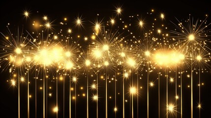 Sparkling sparklers display against a black background