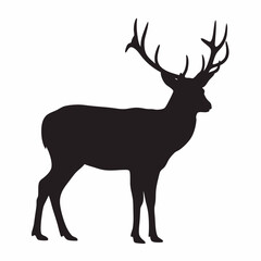 Black deer silhouette vector illustration for wildlife design and nature themed graphic projects or decoration