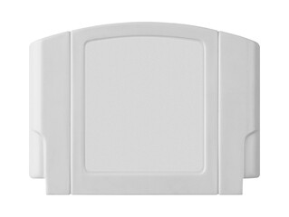 Old cartridge tape case on black background. Isolated game transparent mockup. Clean cover box template.