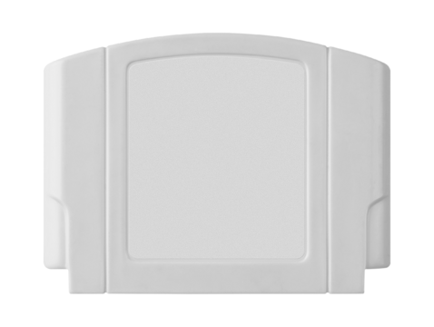 Old cartridge tape case on black background. Isolated game transparent mockup. Clean cover box template.