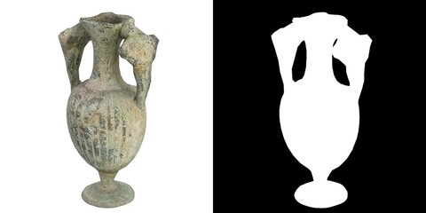 3D rendering illustration of an ancient double handled amphora