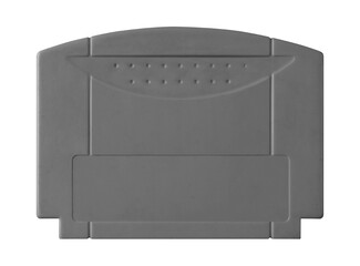 Old cartridge tape case on black background. Isolated game transparent mockup. Clean cover box...