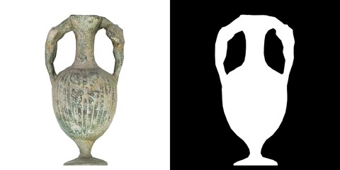 3D rendering illustration of an ancient double handled amphora