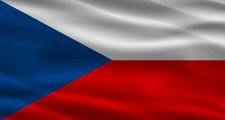 Czech Republic flag with fabric texture. Realistic flag of Czech Republic waving