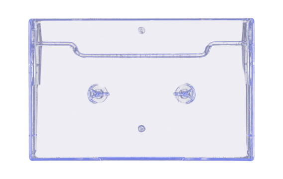 Old cassette tape case on black background. Isolated music transparent mockup. Clean cover box template.