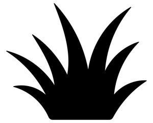 Grass tuft. Silhouette. Bush thicket. Lawn vegetation. Vector illustration. Isolated white background. Web design idea.