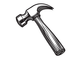 silhouette hammer logo vector design, hammer logo icon silhouette, hammer silhouette, hand gripping a hammer vector silhouette, black and white hammer tool logo icon on white background	