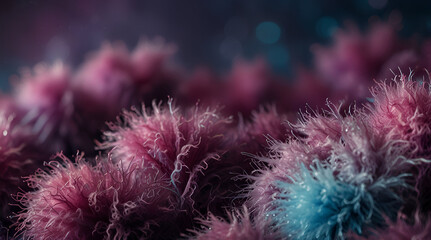 Purple heart with pink and blue fluffy texture, bokeh background,generative.ai
