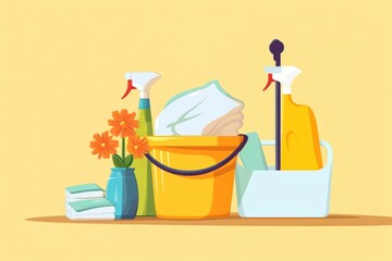 Cleaning service cleaning bottle bucket.