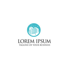 Clean Corporate Building Logo in Blue Circle