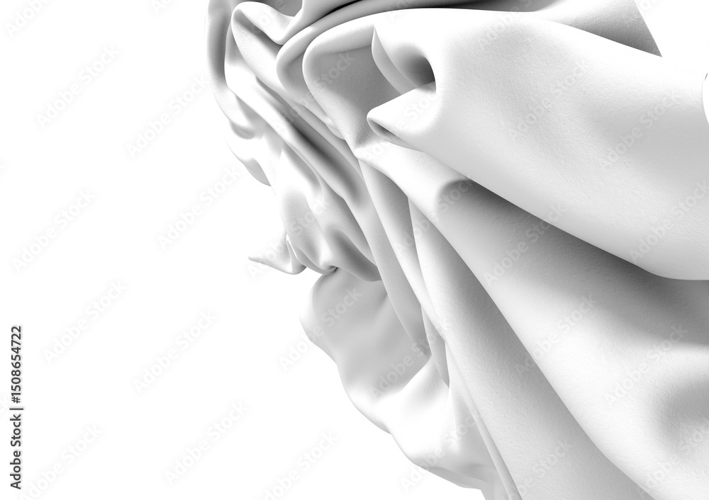 Leinwandbilder Close up texture of a white fabric drape with soft folds, perfect for design projects and backgrounds.