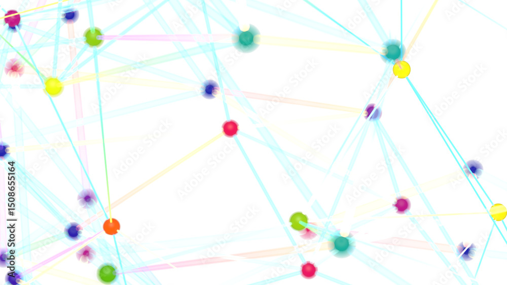 Poster Abstract Colorful Network with Lines and Dots