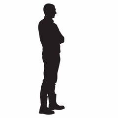 Obraz premium Silhouette of man standing with arms crossed vector illustration graphic design asset for creatives and designers