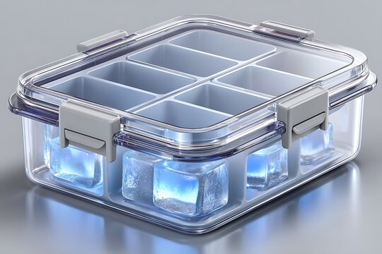 Hygienic sealed plastic tray for ice high resolution picture