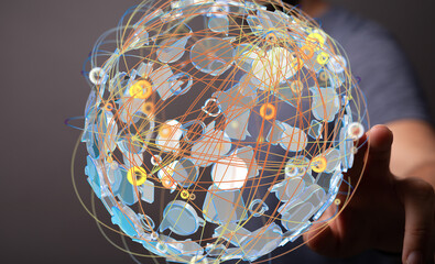 Abstract image of a digital network, connecting worldwide.  Perfect for tech, global, and...
