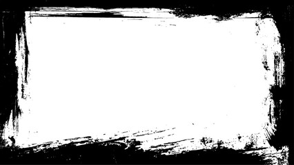 black ink brushed grunge lines border artistic painting blank space frame picture. 