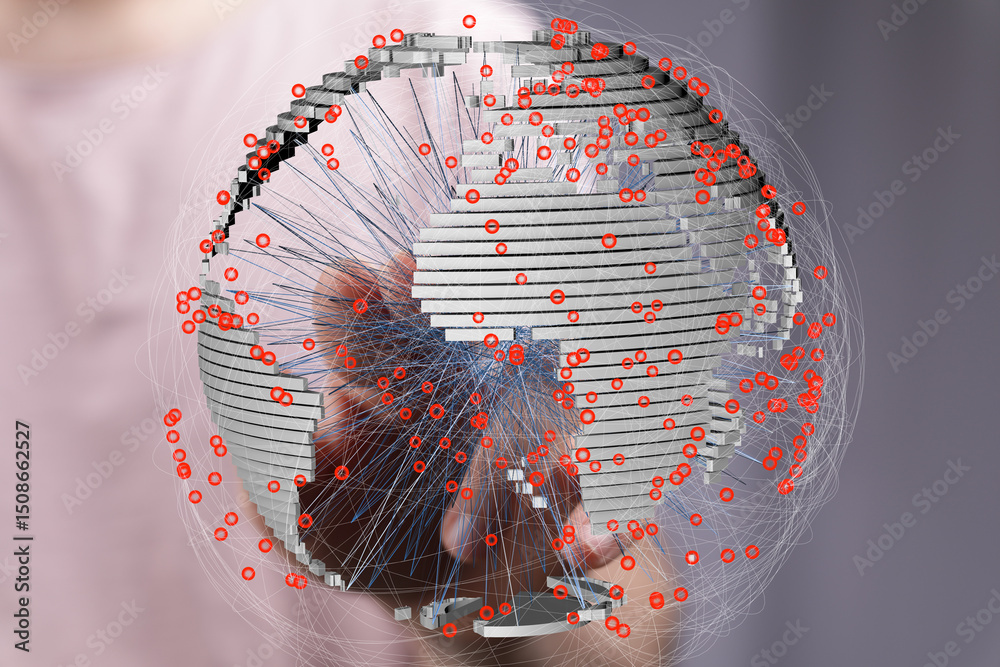 Fototapete abstract digital globe with network connections. represents global communication, data, and technolo
