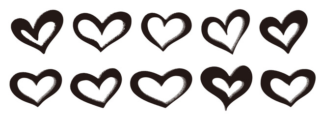 かわいいハートのイラストセット　ベクター黒