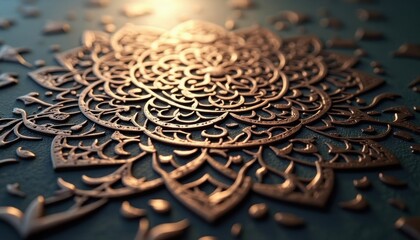 Detailed Ornamental Pattern Design in Gold Tones
