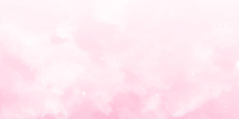 Fluffy clouds and pink sky