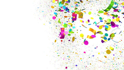 Obraz premium Festive background with colorful confetti and ribbons. Perfect for party invitations, celebrations, and festive designs.