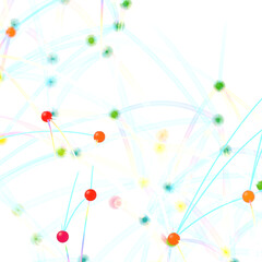 Abstract Network with Colorful Nodes and Lines
