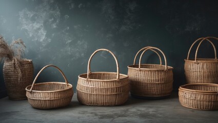 Rattan Baskets. Featuring blank space available for text.
