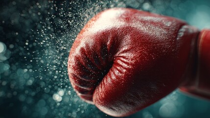 Dynamic jab punch by male boxer in action boxing gym high-intensity sports environment close-up view for athletes