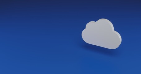 Isolated realistic white cloud symbol with shadow. Located on the right side of the scene. 3d illustration on transparent background