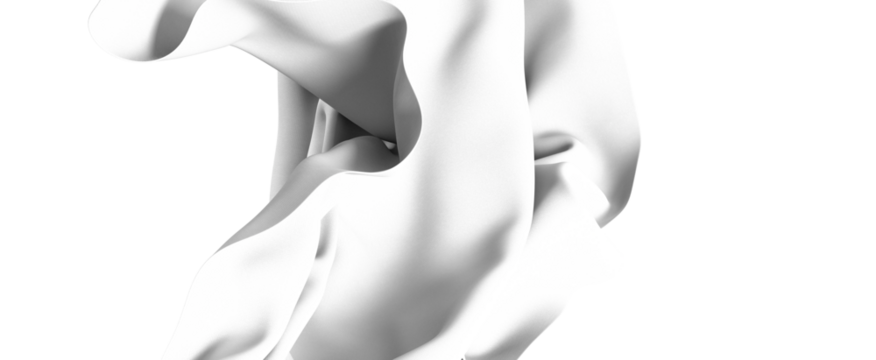 A close-up of a white fabric texture with a flowing drape, creating a minimalist and abstract image.