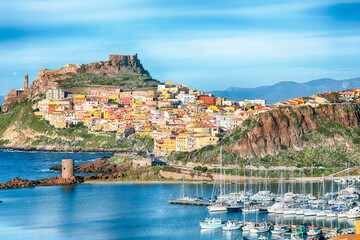 Unbelivable view of Medieval town of Castelsardo. Cityscape of Castelsardo port.