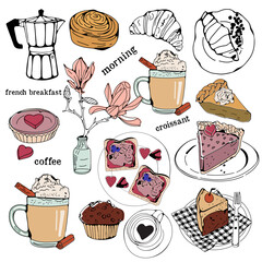 French breakfast illustration in vector