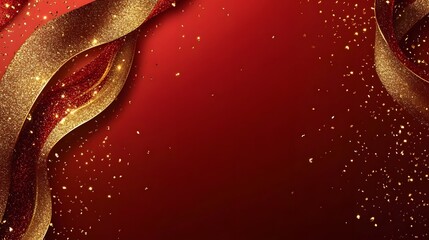 Dazzling Red and Golden Abstract Glitter Sparkles Holiday Background