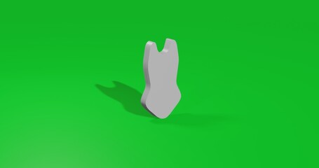 Obraz premium Isolated realistic white one-piece swimsuit symbol front view with shadow. 3d illustration on green chroma key background