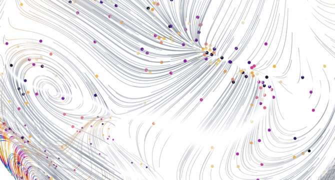 Colorful abstract background with swirling lines and scattered dots. Perfect for modern designs.