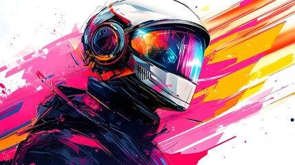 Futuristic Robot Character in Colorful Digital Art