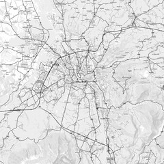 Salzburg Area Map with Labels and Neighborhoods - One color, minimalistic design