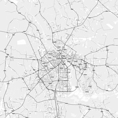 Obraz premium Tartu Area Map with Labels and Neighborhoods - One color, minimalistic design