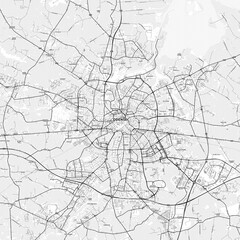 Fototapeta premium Odense Area Map with Labels and Neighborhoods - One color, minimalistic design