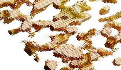 3D rendering of golden cubes, perfect for modern backgrounds, technology, and luxury designs.