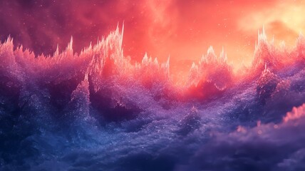 Mystical Fantastical Chromatic Celestial Landscape with Ethereal Clouds and Dramatic Lighting