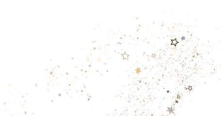 Abstract Gold and White Glitter on Black Background