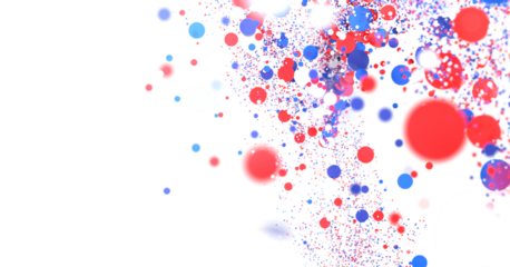 Confetti - A blue glitter confetti border with red and blue Confetti on white