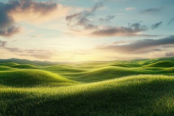 Obraz premium Serene Meadow with Tall Grasses Swaying Under the Golden Sky
