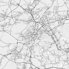 Stuttgart Area Map with Labels and Neighborhoods - One color, minimalistic design