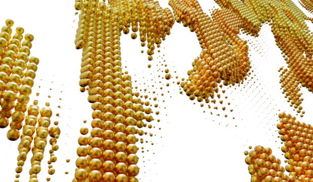 Luxury 3D render of golden spheres. Perfect for wealth, success, and abundance concepts.