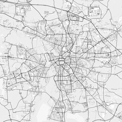 Fototapeta premium Leipzig Area Map with Labels and Neighborhoods - One color, minimalistic design