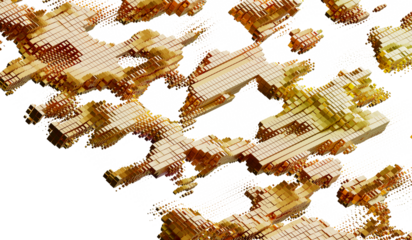 Golden 3D cube abstract background. Stock photo ideal for technology, luxury, and modern design projects.